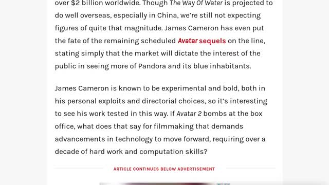 Avatar the way of the water may flop