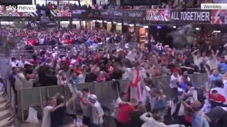 Qatar World Cup: England fans celebrate first goal