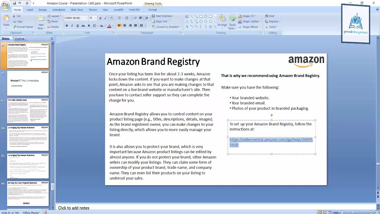 Amazon Brand registry Amazon Business Training (Topic#17)