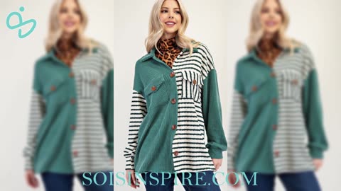 Celeste Full Size Striped Button Up Dropped Shoulder Shacket