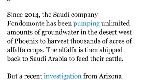 Saudi Arabia Extracting US Water From Western States