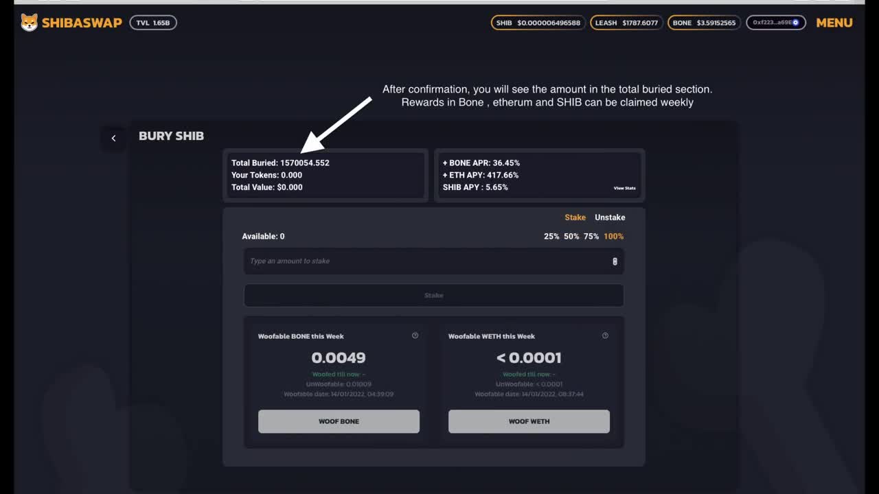 How to stake bury on shibaswap