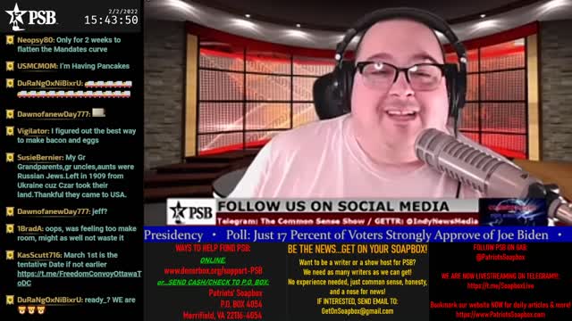 2022-02-02 15:00 EST - The Common Sense Show: with Derek & PATRIOTski