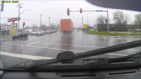 Semi Truck Runs Red Light .......