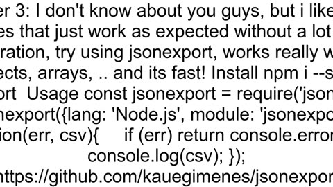 Json to csv in Node Js