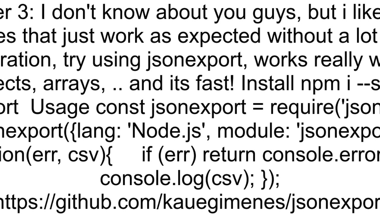Json to csv in Node Js