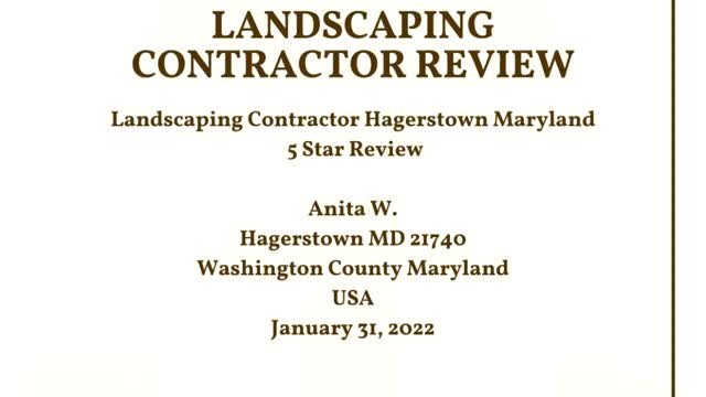 Landscaping Contractor Hagerstown MD 5 Star Video Review