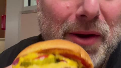 Gorilla bite! Ape chomp! Of Apefather! Double American Cheeseburger at Smashburger! OH!