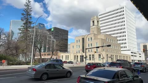 Walking in Regina, April 22, 2024: Windy afternoon walk downtown