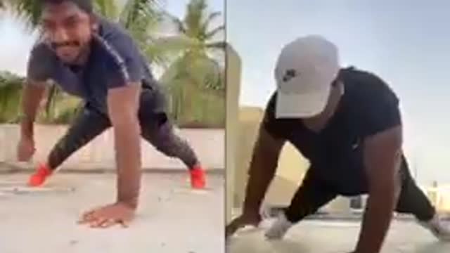 Man And Son Do One-Armed Pushups