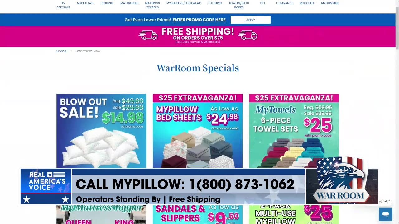 Go To MyPillow.com/warroom And Check Out The Box Store Cancelation Blow Out Sale Today!