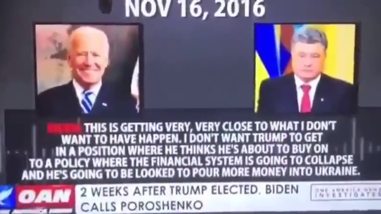 Two weeks after Trump was elected in 2016, then VP Biden called then Ukrainian President Poroshenko
