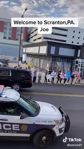 People shout "F*ck Joe Biden" as Biden's motorcade passes through Scranton, PA