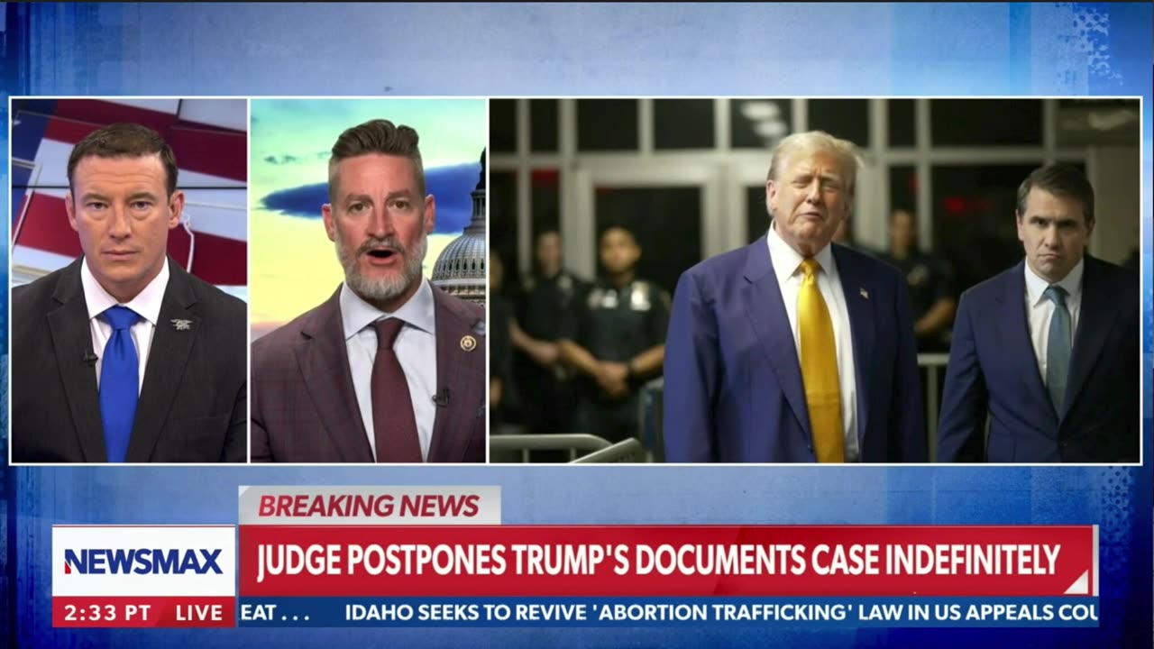 Joining Carl Higbie on Newsmax to Discuss President Trump's Postponed Trial