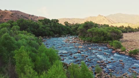 Drone Footage of a Rocky Body of Water