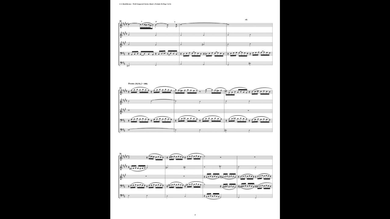 J.S. Bach - Well-Tempered Clavier: Part 1 - Prelude 10 (Brass Quintet)