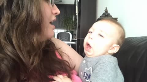 baby gets emotional when his mom sings opera!