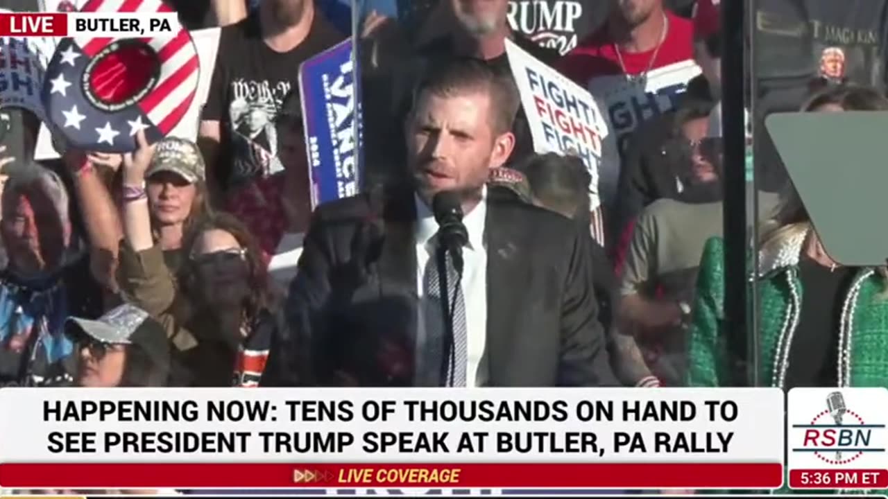 Eric Trump Gives POWERFUL Speech In Butler, PA: "Fight, Fight, Fight!"