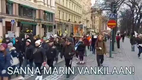 Helsinki, Sweden Vaccine passport/lockdown protest Nov. 20, 2021