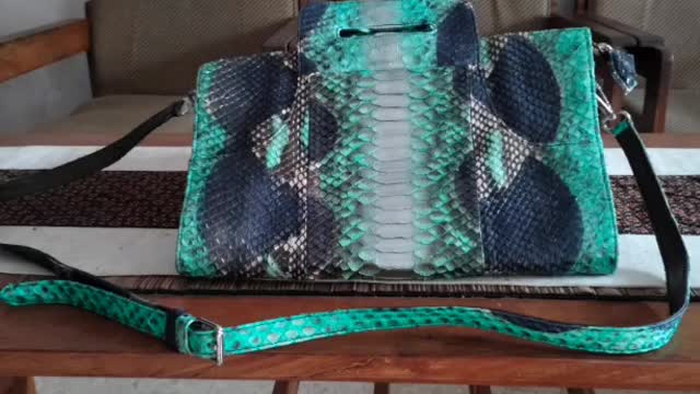 Genuine snake skin bag .Handicrafts from Bali