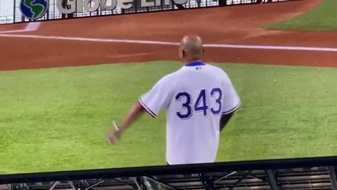 CCSO Deputy Eddy Luna throws first pitch at Rangers game