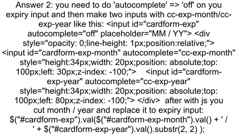 Chrome Credit Card Expiration Autofill Format