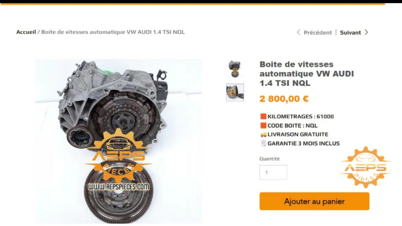 AEPSPIECES.COM - Boite de vitesses automatique VW AUDI 1.4 TSI NQL