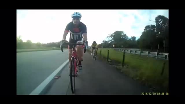 Biker versus golfer
