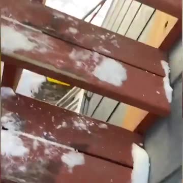 Avalanche and snow come from the house