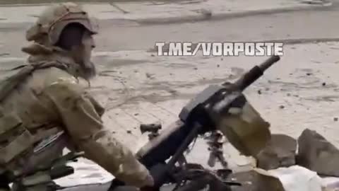 Ukraine War - Russian Chechen Fighter Firing Automatic Grenade Launcher #shorts