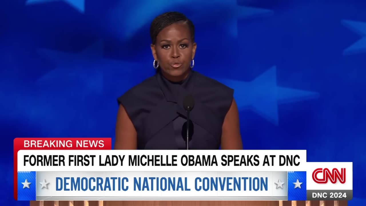 Michelle Obama speaks to a standing ovation at the DNC.