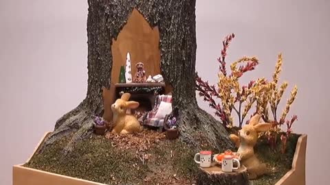 Don't throw away the plastic bottles at home, and make a rabbit tree house with your family