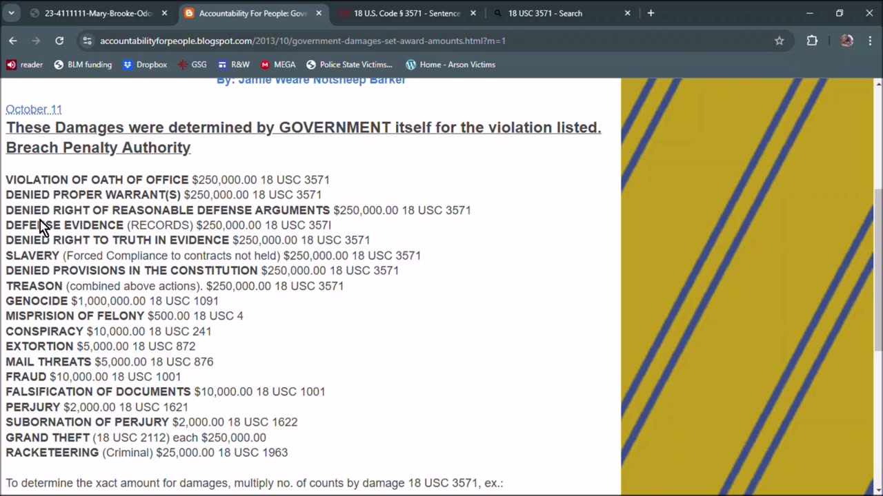 Potential Fines for Government Officers Who Commit Rights Violations- PoliceStateVictims.com report