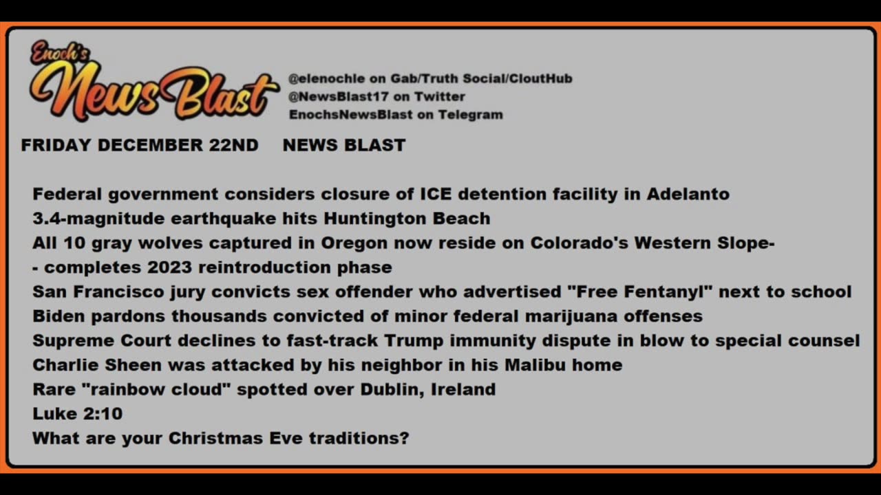 Friday, December 22, 2023 News Blast