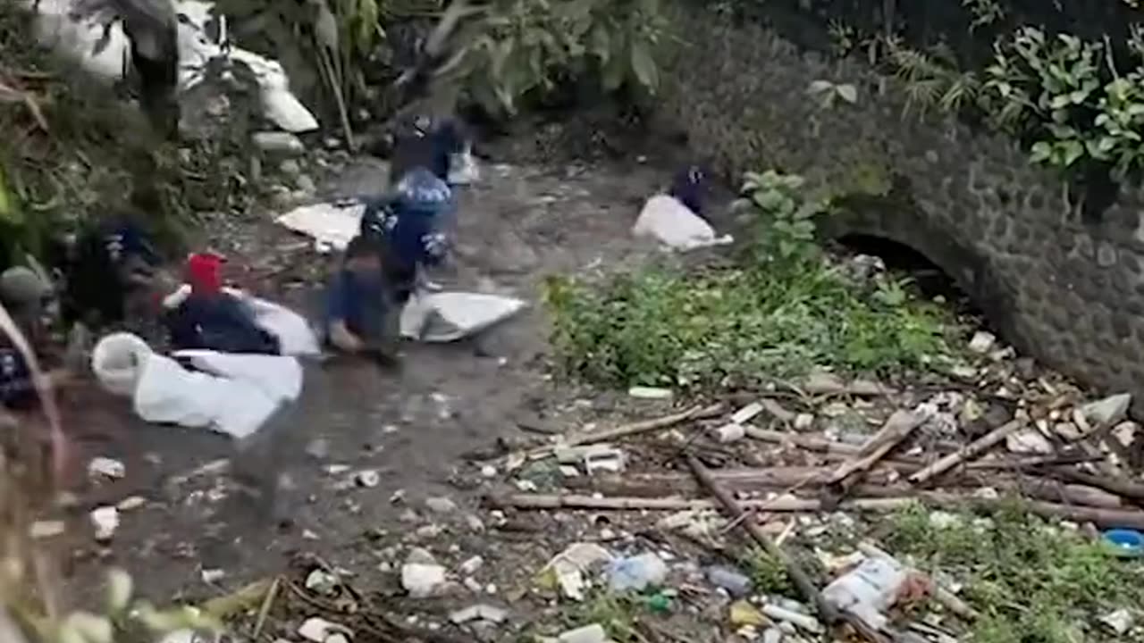 Cleaning up rubbish from the water