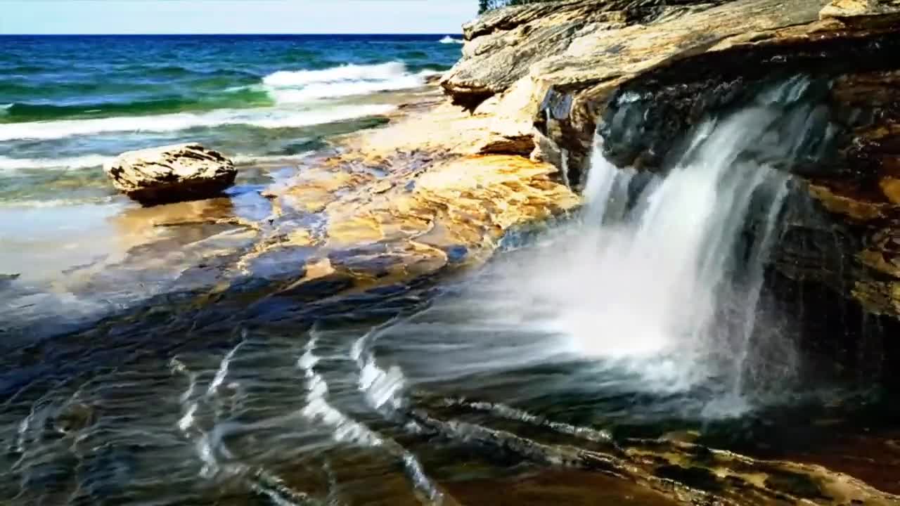 Waterfall relaxing music with water sounds