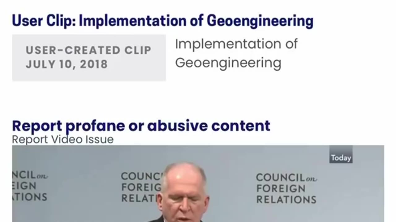 John Brennan talking about weather manipulation on CSPAN in 2018.