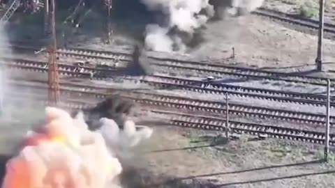 Ukrainians Drive RC Bomb into Rail Crossing(Insane)