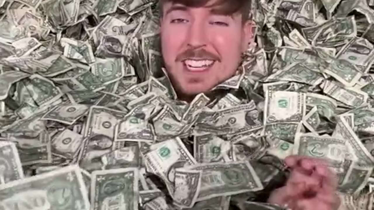 Mr Beast Swimming in Dollars Pool | @Mrbeast