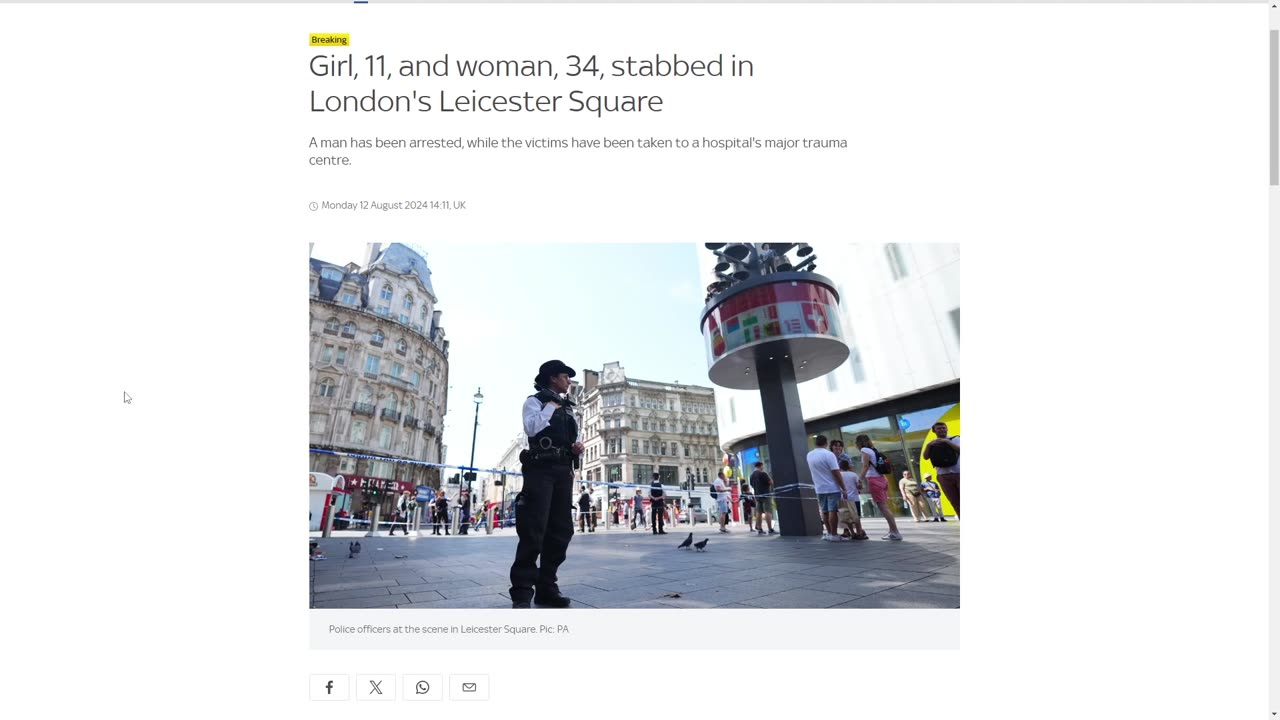 11 Year Old GIRL And 34 Year Old Woman Has Been STABBED In LONDON Suspect Still Unknown
