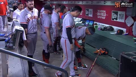 Carlos Rodon kicked a bat in frustration that hit his own teammate