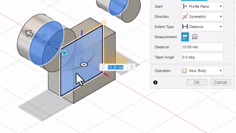 Fusion 360: Symmetric Extrude