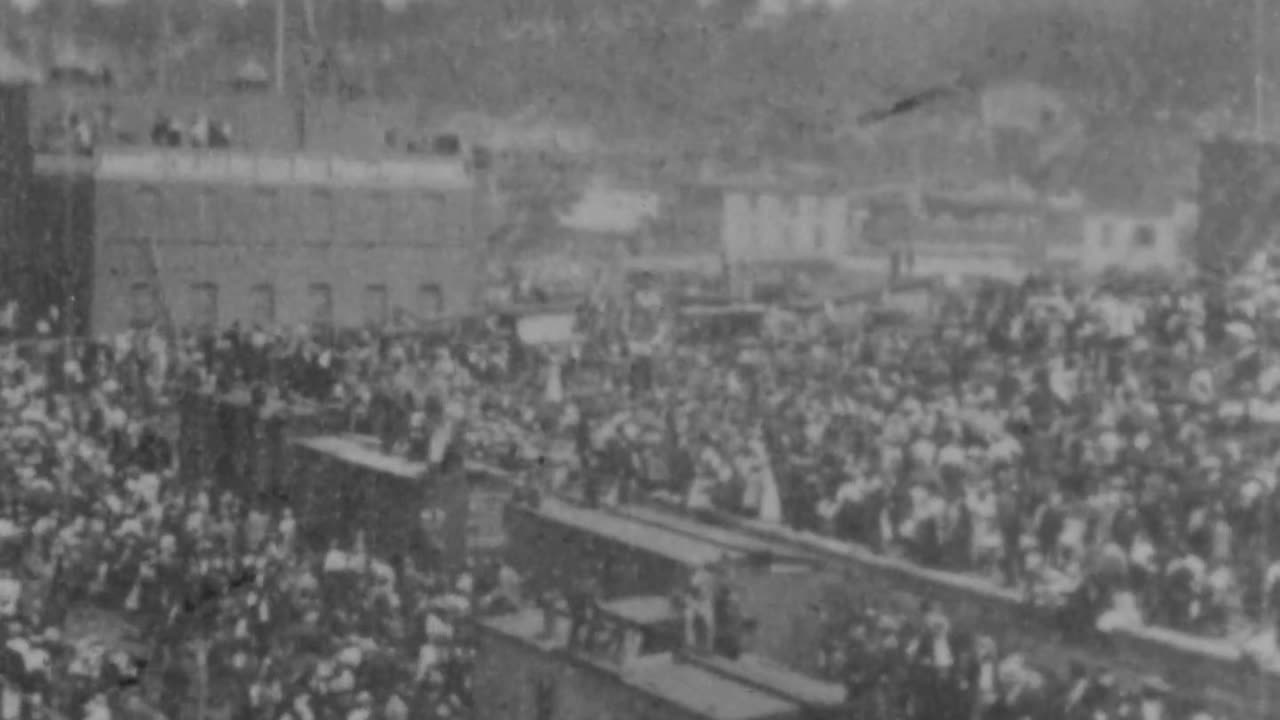 Observation Train Following Naval Parade (1898 Original Black & White Film)