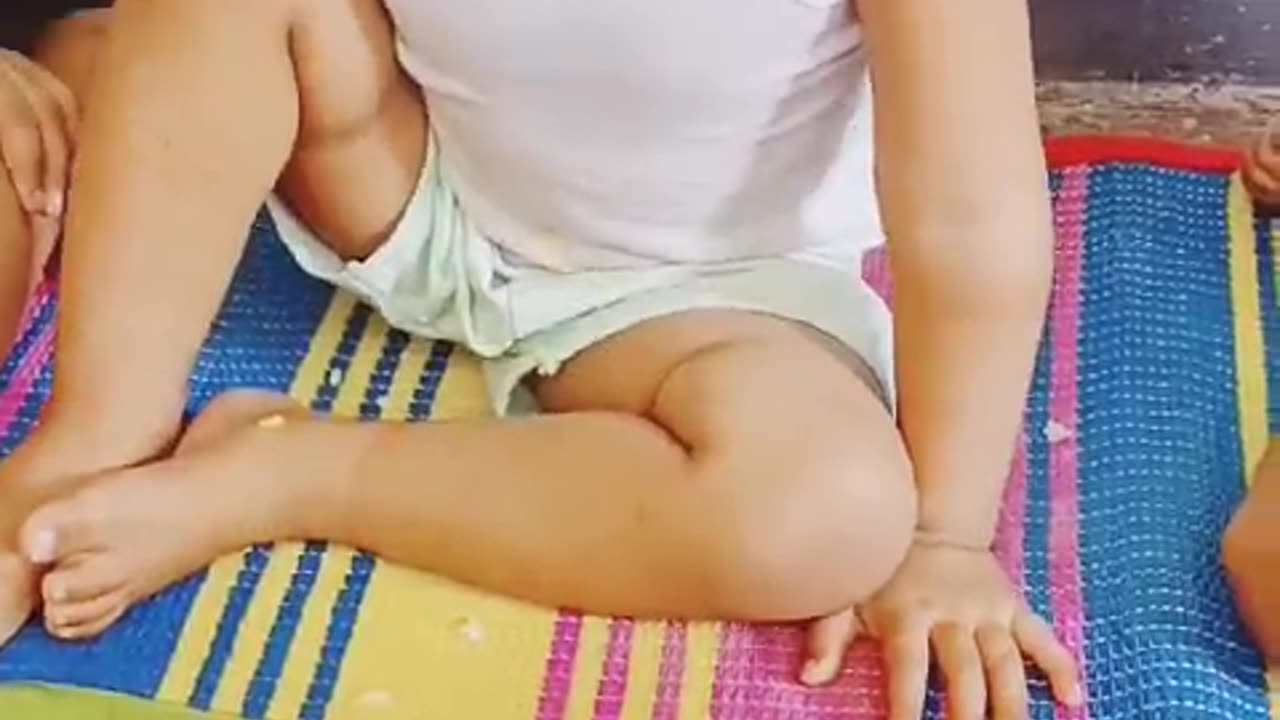 Cuty baby sharing their foods