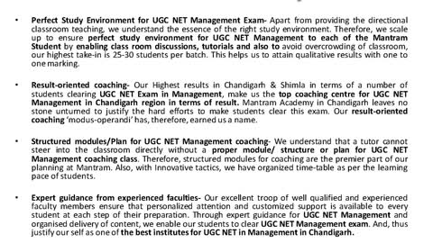 UGC Net Management Coaching in Chandigarh