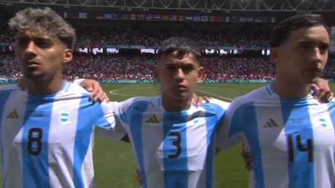 Moroccan fans booing during Argentina national anthem