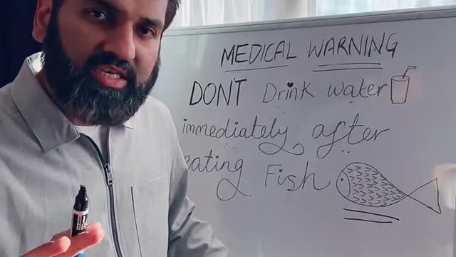 Medical Warning don't drink wate after eating fish because , funny video