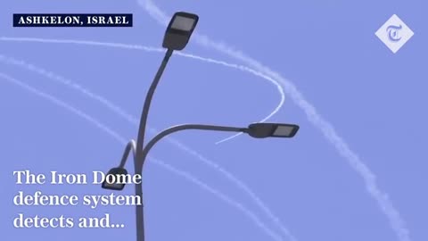 Israeli Iron Dome intercepting rockets from Gaza