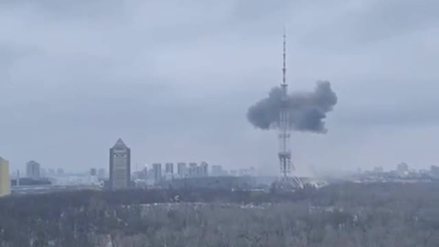 Shelling of the TV tower by Russian missiles.The city of Kiev