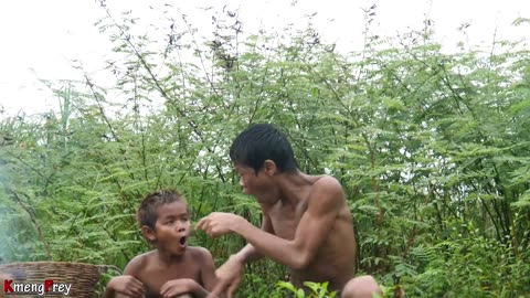 Primitive Technology - Kmeng Prey - Wow Yummy Cooking Crabs Eating Delicious